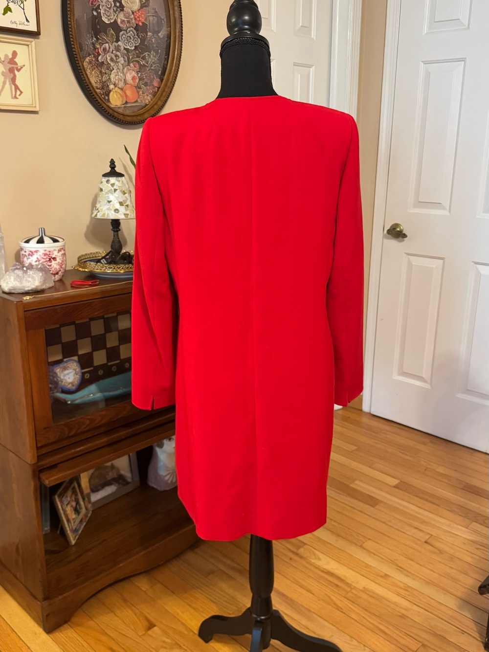Tahari ASL Red Open-Front Trench Coat Size 6 - Picture 2 of 5